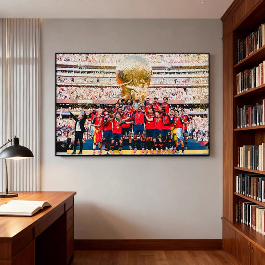 Spain 2026 World Cup Champions Poster – Rodri & Lamine Yamal Football Team Celebration Wall Art