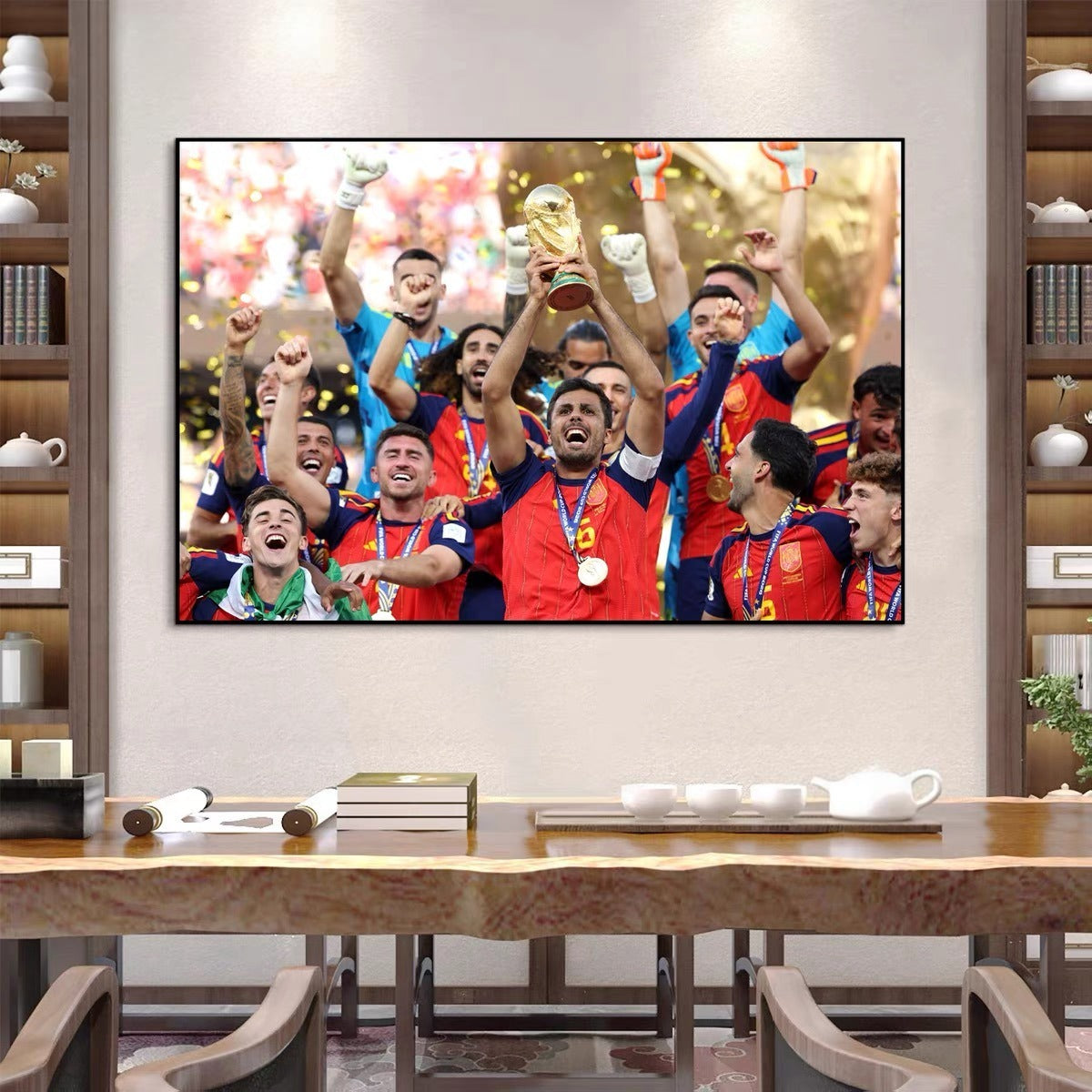 Spain 2026 World Cup Champions Poster – Rodri & Lamine Yamal Football Team Celebration Wall Art