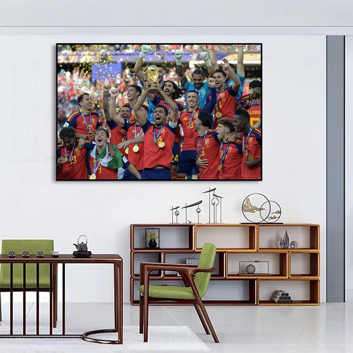 Spain 2026 World Cup Champions Poster – Rodri & Lamine Yamal Football Team Celebration Wall Art
