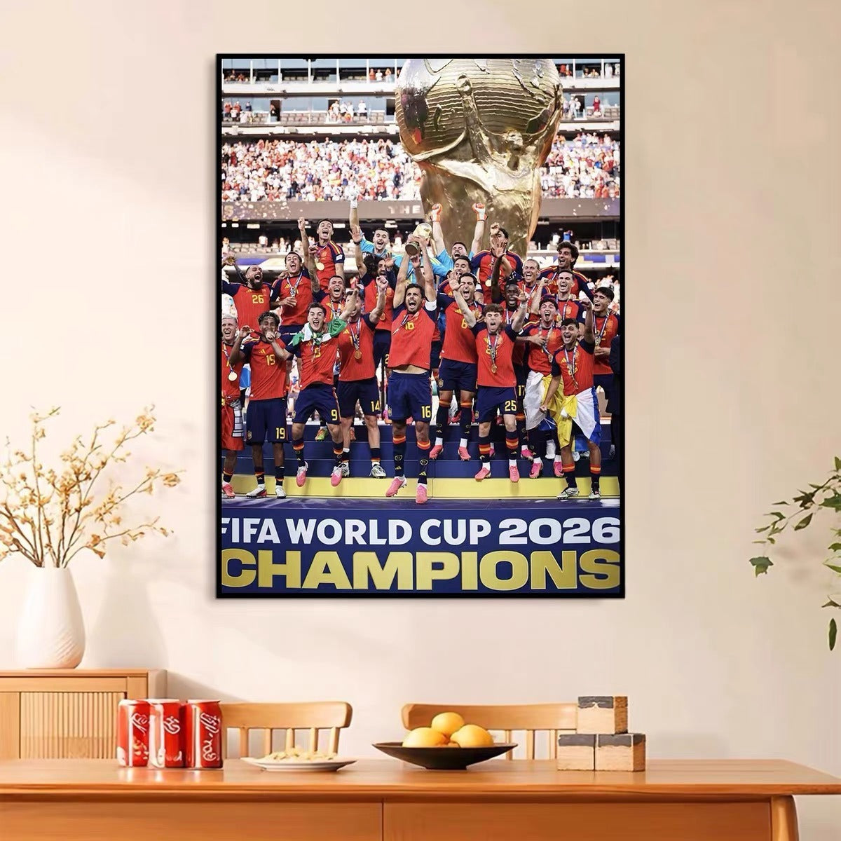 2026 World Cup Spain Champion Wall Art – Star Poster, La Roja Victory Decor, Soccer Fan Gift