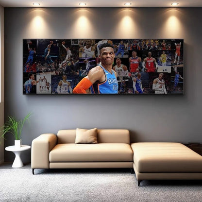Russell Westbrook Basketball Career Poster – OKC Thunder NBA Legend Wall Art Gift
