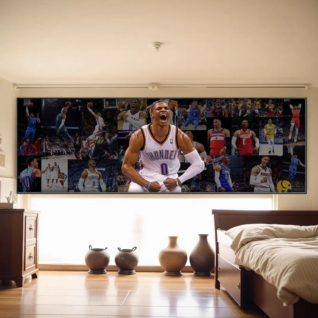 Russell Westbrook Basketball Career Poster – OKC Thunder NBA Legend Wall Art Gift