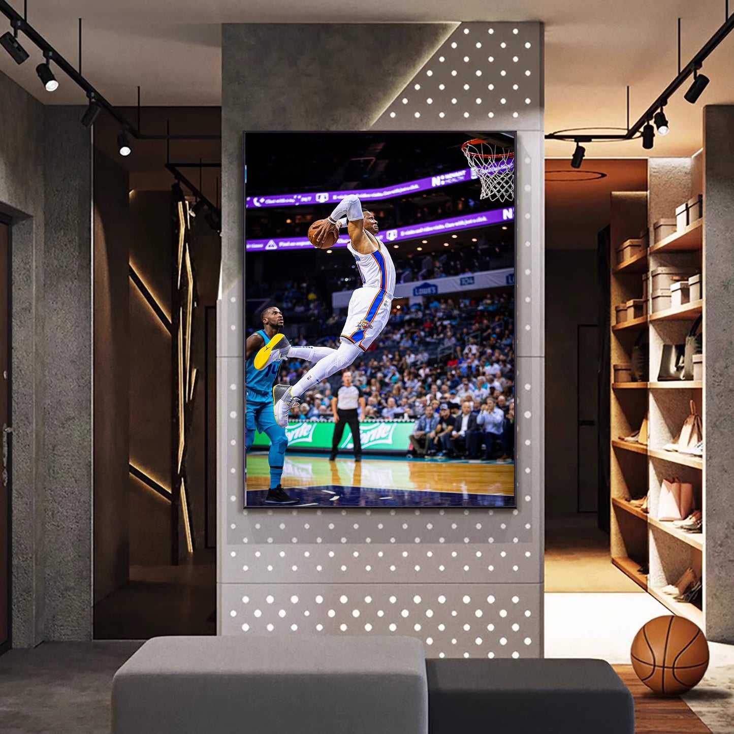 Russell Westbrook Dunk Poster – NBA Basketball Star Wall Art for Living Room & Boys’ Bedroom