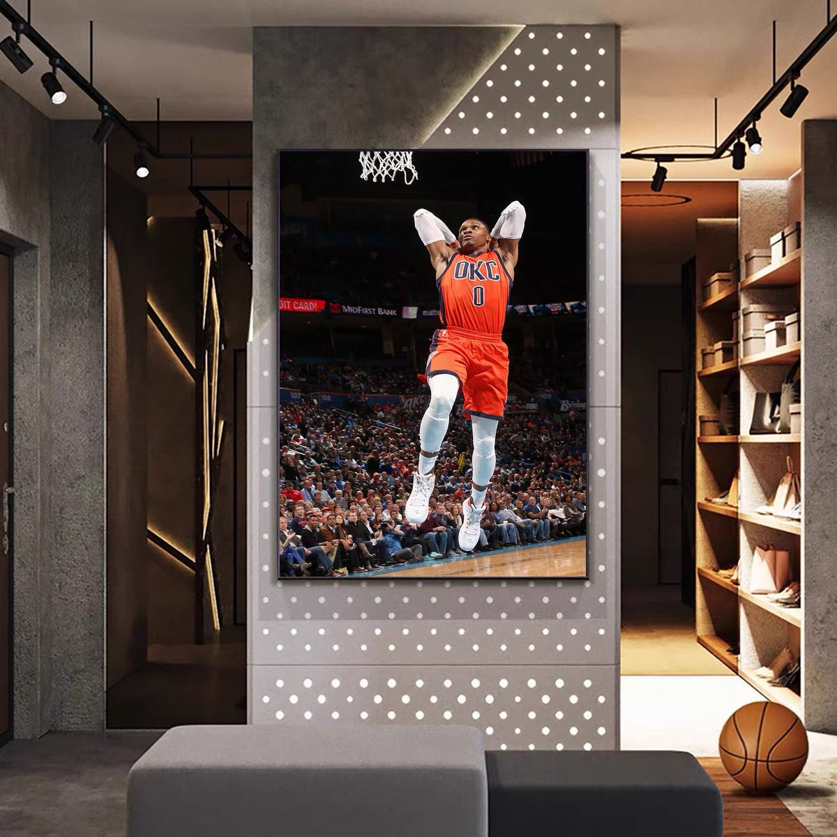 Russell Westbrook Dunk Poster – NBA Basketball Star Wall Art for Living Room & Boys’ Bedroom