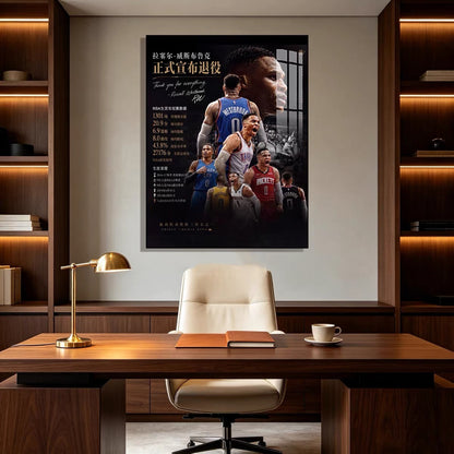 Russell Westbrook Retirement Tribute Poster – NBA Basketball Legend Wall Art