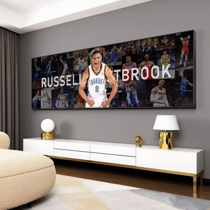 Russell Westbrook Basketball Career Poster – OKC Thunder NBA Legend Wall Art Gift