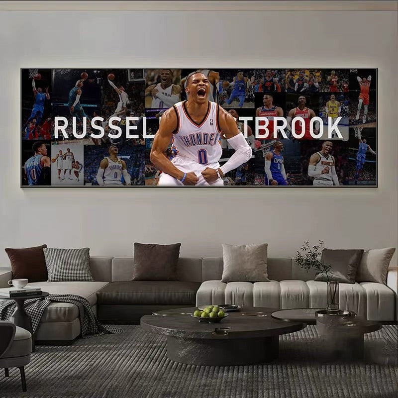 Russell Westbrook Basketball Career Poster – OKC Thunder NBA Legend Wall Art Gift