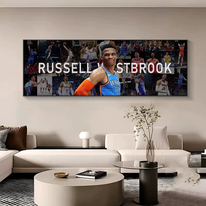 Russell Westbrook Basketball Career Poster – OKC Thunder NBA Legend Wall Art Gift