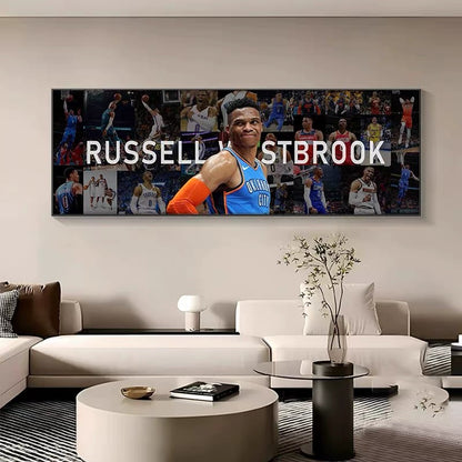 Russell Westbrook Basketball Career Poster – OKC Thunder NBA Legend Wall Art Gift