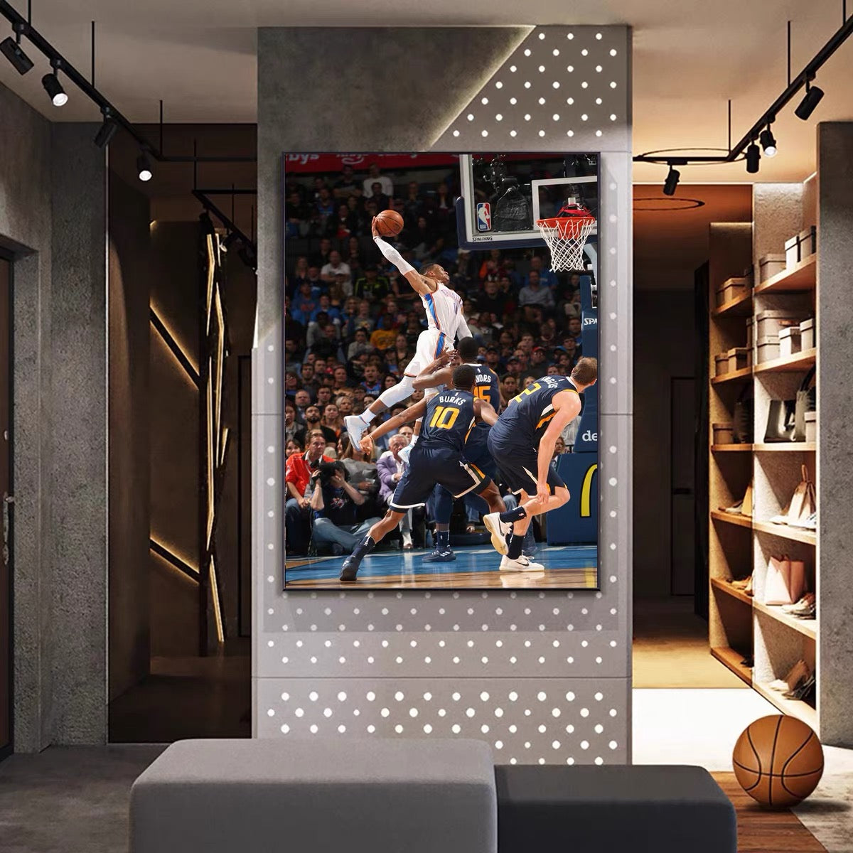 Russell Westbrook Dunk Poster – NBA Basketball Star Wall Art for Living Room & Boys’ Bedroom