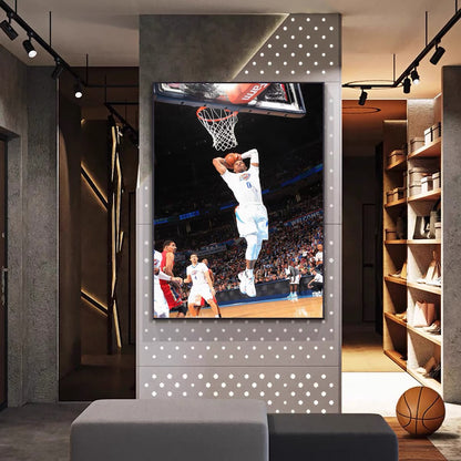 Russell Westbrook Dunk Poster – NBA Basketball Star Wall Art for Living Room & Boys’ Bedroom
