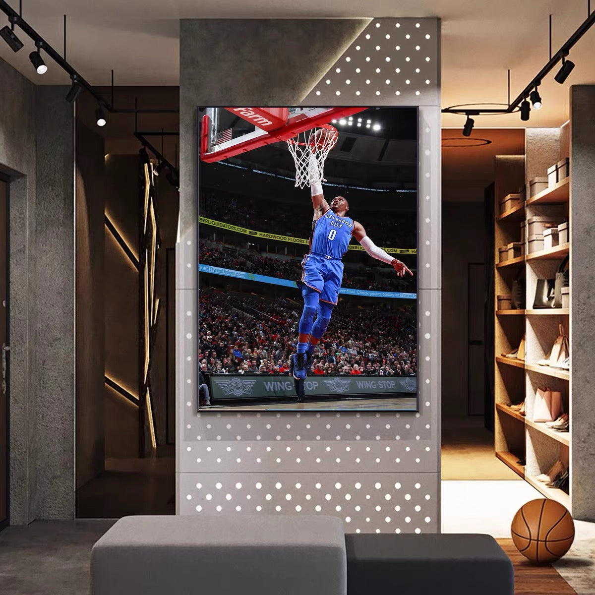 Russell Westbrook Dunk Poster – NBA Basketball Star Wall Art for Living Room & Boys’ Bedroom