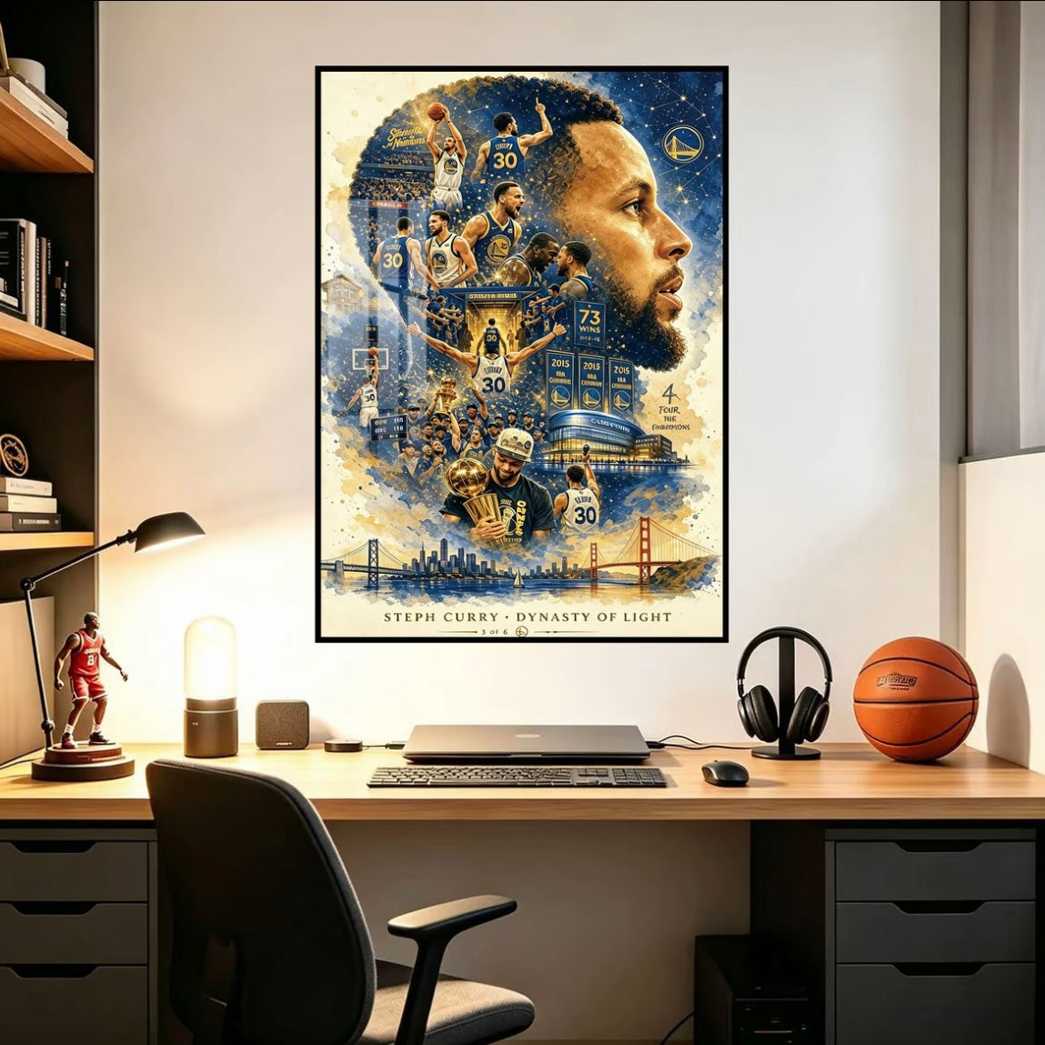 NBA Basketball Legends Poster – LeBron James Curry Jordan Kobe Bryant Wall Art