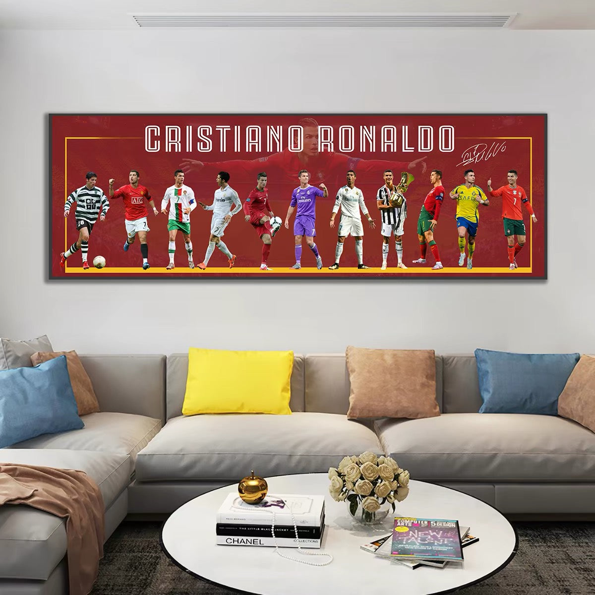 Ronaldo Messi Mbappé Neymar Football Legends Evolution Poster – Soccer Career Wall Art