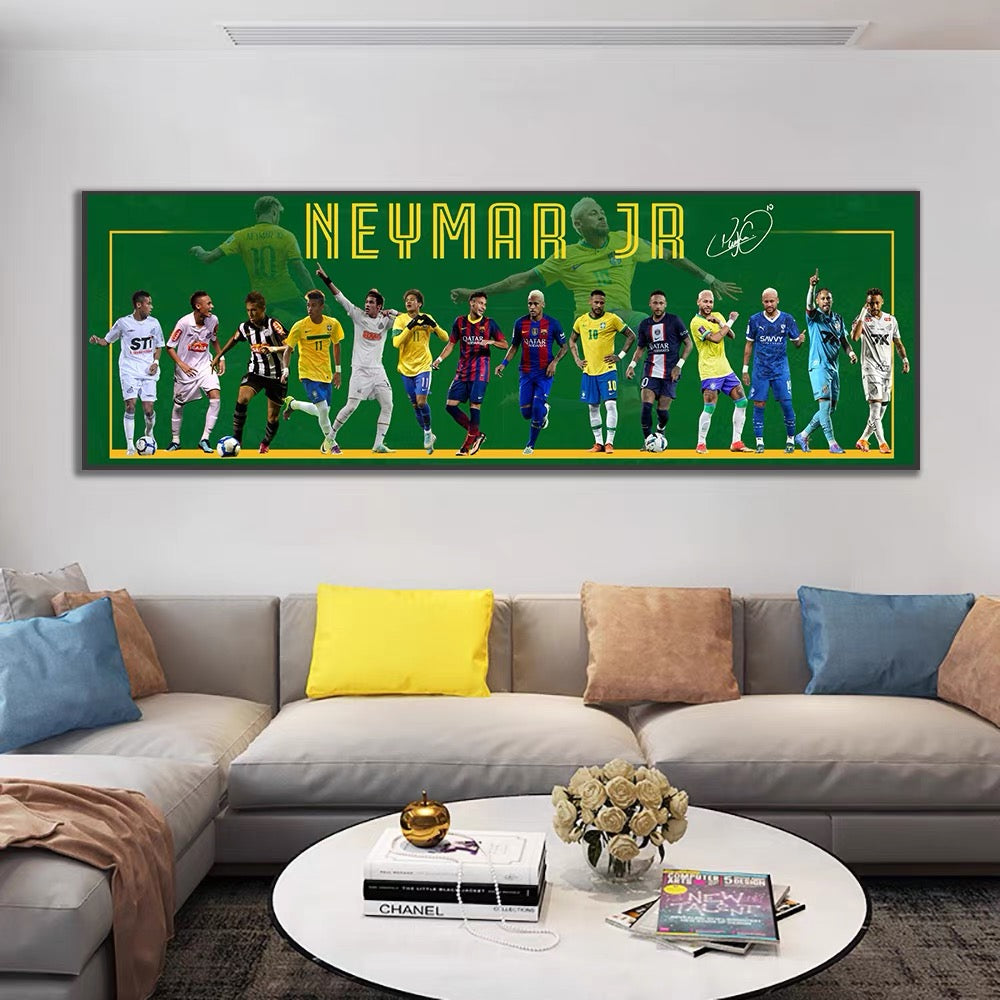 Ronaldo Messi Mbappé Neymar Football Legends Evolution Poster – Soccer Career Wall Art