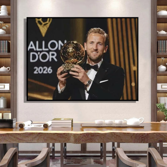 Harry Kane 2026 Ballon d'Or Winner Poster – Bayern Munich England Football Wall Art