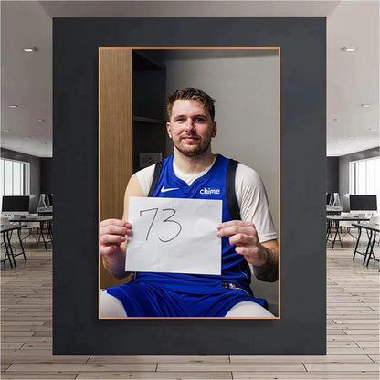 LUKA DONCIC 73 PTS WALL ART - Crystal Porcelain Painting - Aluminum Frame