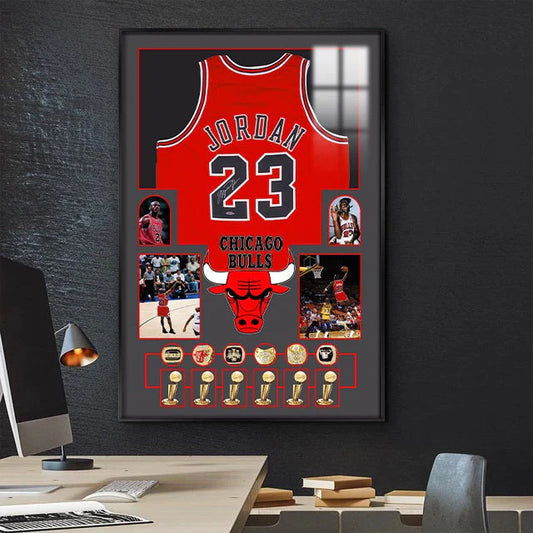 Michael Jordan No.23 Signed Jersey Style Poster – NBA Basketball Legend Wall Art