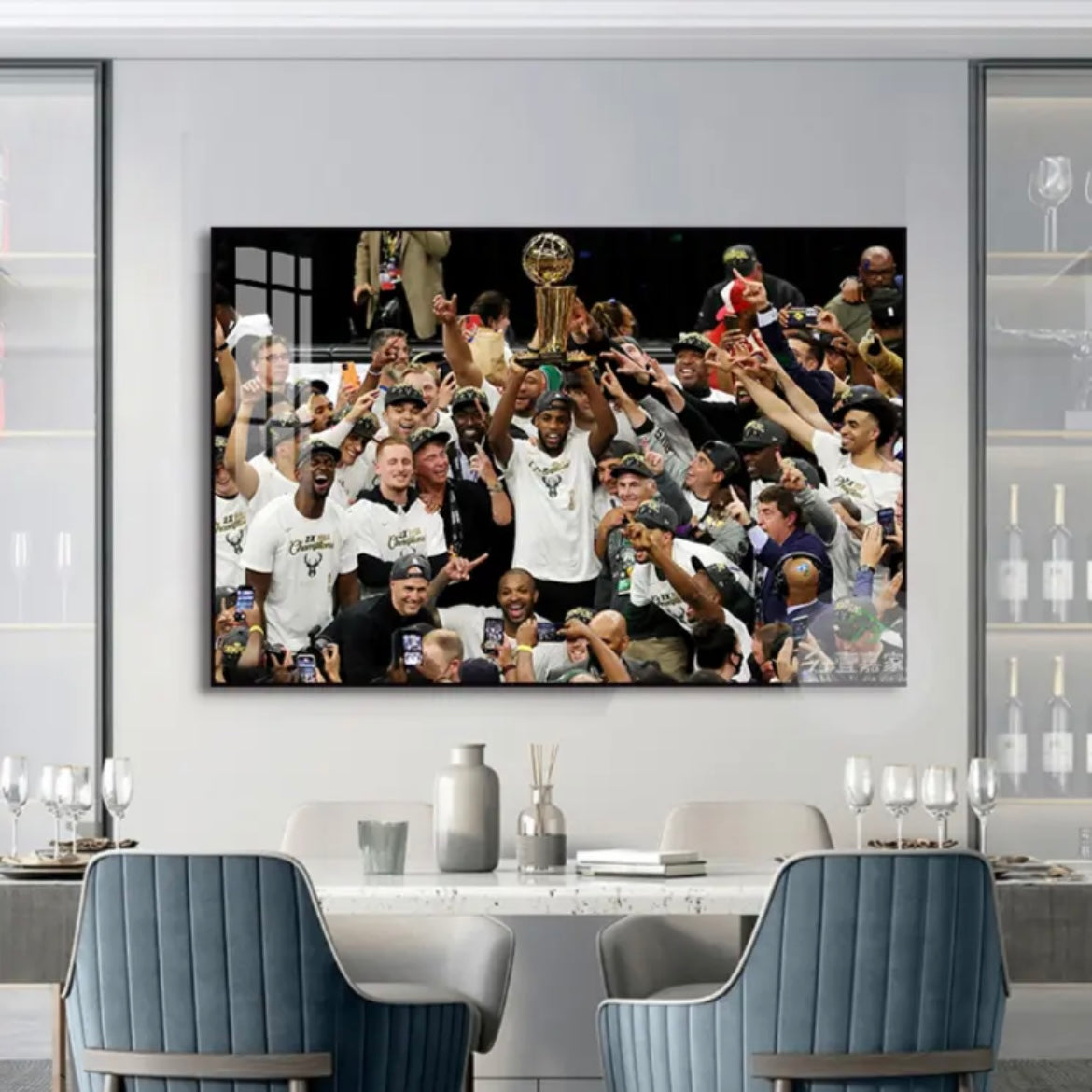 【NBA Champions Throughout History】WALL ART - Crystal Porcelain Painting - Aluminum Frame