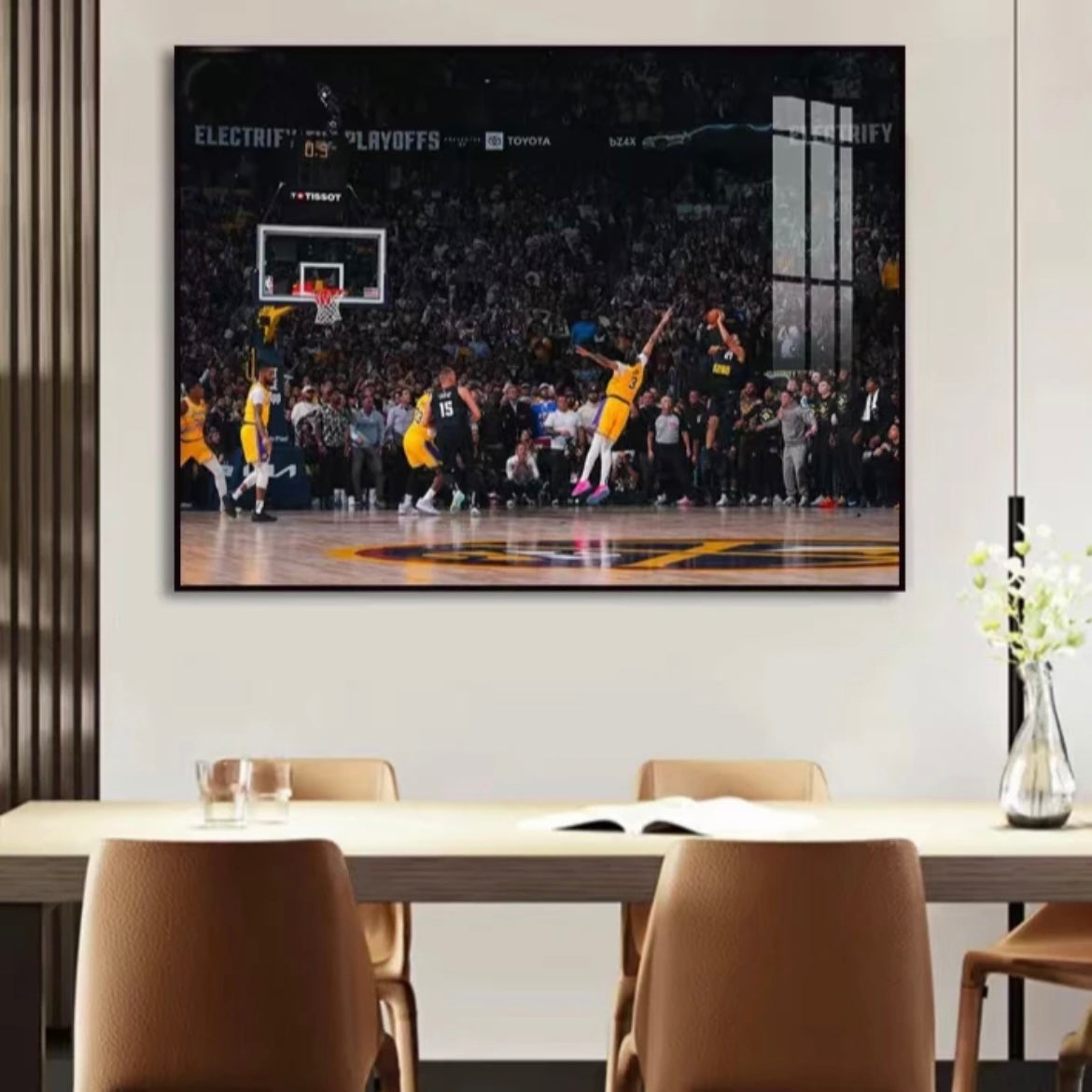 Jamal Murray's game-winning shot against the Lakers Wall Art - Crystal Porcelain Painting - Aluminum Frame